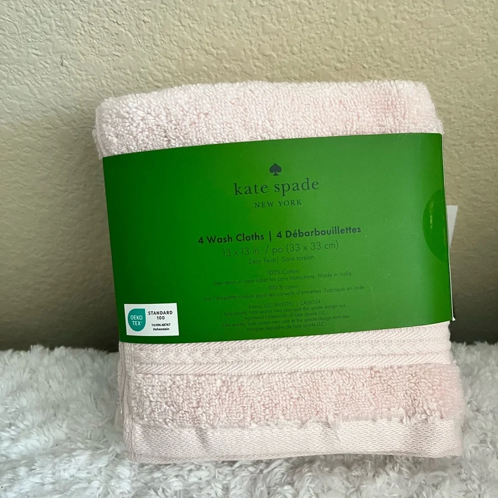 Kate Spade Light Pink Wash Cloths Set of 4 NWT